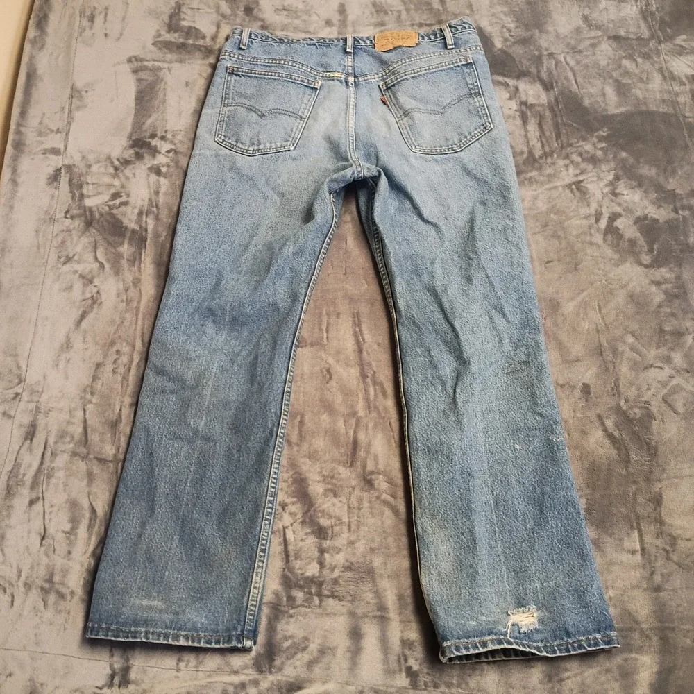 Levi's 517 Bootcut Jeans Mens 34x29 Light Wash Orange Tab Vintage Distressed